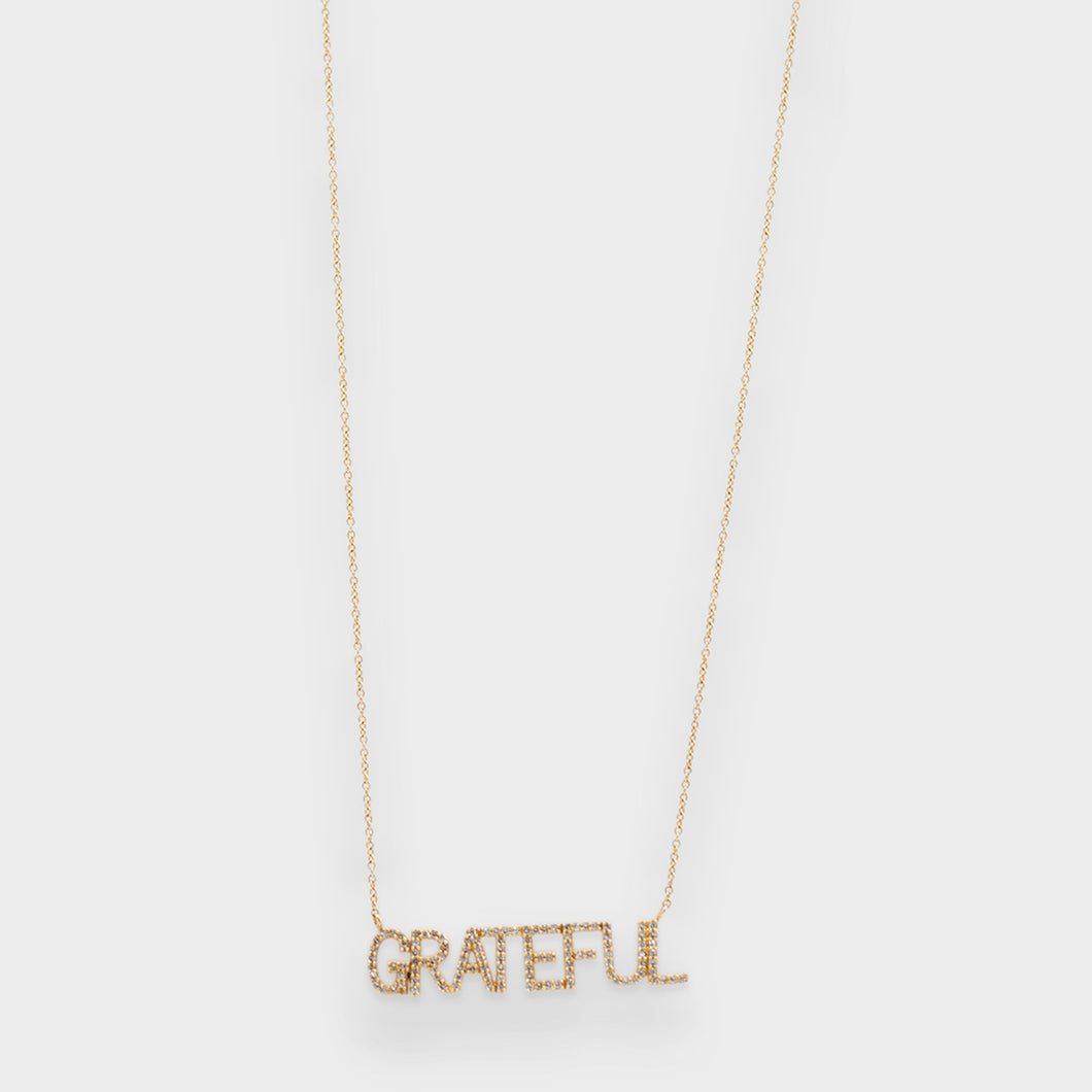 Grateful Block Script Necklace